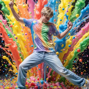 Paint Splat Fun - AI Photos of Hot men having fun with body paint. AI-generated abstract art featuring beautiful, handsome, sexy, shirtless, men, boys, lads, full of excitement joy and fun, covered in body paint, dynamic, interactive, Combining elements of realism with surreal abstract qualities, showcasing the potential of AI, in artistic expression. Photos of guys, just smiling, happy, and having a good time. Most of them are smiling because a paint bomb just blow up next to them, so I'm calling is Abstract Art. When paint attacks and makes people happy, it's Art!