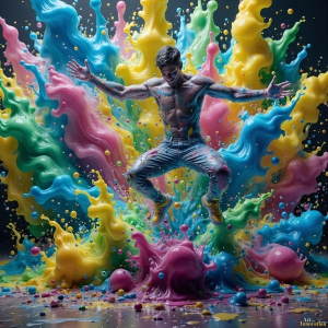 Paint Splat Fun - AI Photos of Hot men having fun with body paint. AI-generated abstract art featuring beautiful, handsome, sexy, shirtless, men, boys, lads, full of excitement joy and fun, covered in body paint, dynamic, interactive, Combining elements of realism with surreal abstract qualities, showcasing the potential of AI, in artistic expression. Photos of guys, just smiling, happy, and having a good time. Most of them are smiling because a paint bomb just blow up next to them, so I'm calling is Abstract Art. When paint attacks and makes people happy, it's Art!