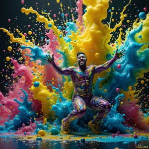 Paint Splat Fun - AI Photos of Hot men having fun with body paint. AI-generated abstract art featuring beautiful, handsome, sexy, shirtless, men, boys, lads, full of excitement joy and fun, covered in body paint, dynamic, interactive, Combining elements of realism with surreal abstract qualities, showcasing the potential of AI, in artistic expression. Photos of guys, just smiling, happy, and having a good time. Most of them are smiling because a paint bomb just blow up next to them, so I'm calling is Abstract Art. When paint attacks and makes people happy, it's Art!