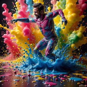 Paint Splat Fun - AI Photos of Hot men having fun with body paint. AI-generated abstract art featuring beautiful, handsome, sexy, shirtless, men, boys, lads, full of excitement joy and fun, covered in body paint, dynamic, interactive, Combining elements of realism with surreal abstract qualities, showcasing the potential of AI, in artistic expression. Photos of guys, just smiling, happy, and having a good time. Most of them are smiling because a paint bomb just blow up next to them, so I'm calling is Abstract Art. When paint attacks and makes people happy, it's Art!