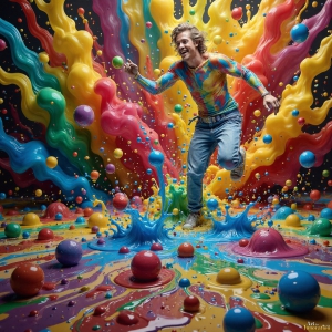 Paint Splat Fun - AI Photos of Hot men having fun with body paint. AI-generated abstract art featuring beautiful, handsome, sexy, shirtless, men, boys, lads, full of excitement joy and fun, covered in body paint, dynamic, interactive, Combining elements of realism with surreal abstract qualities, showcasing the potential of AI, in artistic expression. Photos of guys, just smiling, happy, and having a good time. Most of them are smiling because a paint bomb just blow up next to them, so I'm calling is Abstract Art. When paint attacks and makes people happy, it's Art!