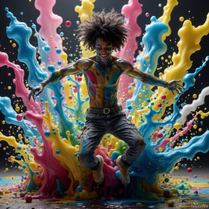 Paint Splat Fun - AI Photos of Hot men having fun with body paint. AI-generated abstract art featuring beautiful, handsome, sexy, shirtless, men, boys, lads, full of excitement joy and fun, covered in body paint, dynamic, interactive, Combining elements of realism with surreal abstract qualities, showcasing the potential of AI, in artistic expression. Photos of guys, just smiling, happy, and having a good time. Most of them are smiling because a paint bomb just blow up next to them, so I'm calling is Abstract Art. When paint attacks and makes people happy, it's Art!