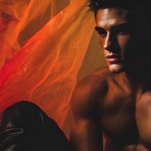 AI-generated art capturing men in a rainbow of colors creates a striking visual impact, blending surreal, vibrant, and high-fashion elements. Featuring artwork of beautiful, shirtless, muscular men embellished with or surrounded by a vibrant rainbow palette, evoking themes of pride, vitality, and artistic expression.