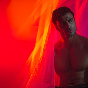 AI-generated art capturing men in a rainbow of colors creates a striking visual impact, blending surreal, vibrant, and high-fashion elements. Featuring artwork of beautiful, shirtless, muscular men embellished with or surrounded by a vibrant rainbow palette, evoking themes of pride, vitality, and artistic expression.