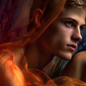 AI-generated art capturing men in a rainbow of colors creates a striking visual impact, blending surreal, vibrant, and high-fashion elements. Featuring artwork of beautiful, shirtless, muscular men embellished with or surrounded by a vibrant rainbow palette, evoking themes of pride, vitality, and artistic expression.