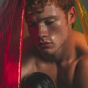 AI-generated art capturing men in a rainbow of colors creates a striking visual impact, blending surreal, vibrant, and high-fashion elements. Featuring artwork of beautiful, shirtless, muscular men embellished with or surrounded by a vibrant rainbow palette, evoking themes of pride, vitality, and artistic expression.