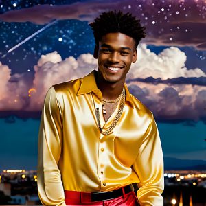 The Men of the Golden City is a collection of AI generated images of beautiful, glamorous, handsome guys in the heavens. The heavenly landscape evokes a sense of magnificence, the majestic gothic architecture, is detailed and crafted to create an atmosphere of reverence and divine glory. The mystical and galactic landscape highlights the golden city. The great detail of the city and the billowing clouds. A golden river flows from the city to the end of the galaxy. The vast galaxy almost covers the image. The stars and constellations sparkle in the galaxy. The city has massive, magnificent, majestic gothic architecture.