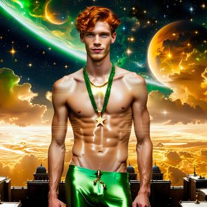 The Men of the Golden City is a collection of AI generated images of beautiful, glamorous, handsome guys in the heavens. The heavenly landscape evokes a sense of magnificence, the majestic gothic architecture, is detailed and crafted to create an atmosphere of reverence and divine glory. The mystical and galactic landscape highlights the golden city. The great detail of the city and the billowing clouds. A golden river flows from the city to the end of the galaxy. The vast galaxy almost covers the image. The stars and constellations sparkle in the galaxy. The city has massive, magnificent, majestic gothic architecture.