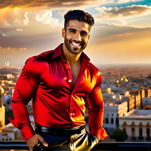 The Men of the Golden City is a collection of AI generated images of beautiful, glamorous, handsome guys in the heavens. The heavenly landscape evokes a sense of magnificence, the majestic gothic architecture, is detailed and crafted to create an atmosphere of reverence and divine glory. The mystical and galactic landscape highlights the golden city. The great detail of the city and the billowing clouds. A golden river flows from the city to the end of the galaxy. The vast galaxy almost covers the image. The stars and constellations sparkle in the galaxy. The city has massive, magnificent, majestic gothic architecture.