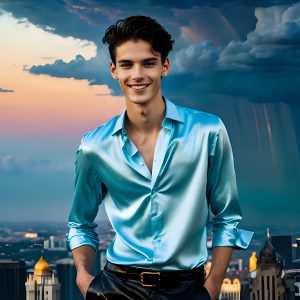 The Men of the Golden City is a collection of AI generated images of beautiful, glamorous, handsome guys in the heavens. The heavenly landscape evokes a sense of magnificence, the majestic gothic architecture, is detailed and crafted to create an atmosphere of reverence and divine glory. The mystical and galactic landscape highlights the golden city. The great detail of the city and the billowing clouds. A golden river flows from the city to the end of the galaxy. The vast galaxy almost covers the image. The stars and constellations sparkle in the galaxy. The city has massive, magnificent, majestic gothic architecture.