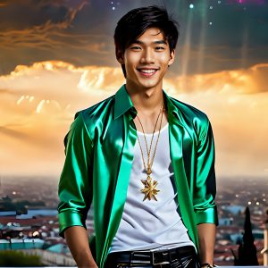 The Men of the Golden City is a collection of AI generated images of beautiful, glamorous, handsome guys in the heavens. The heavenly landscape evokes a sense of magnificence, the majestic gothic architecture, is detailed and crafted to create an atmosphere of reverence and divine glory. The mystical and galactic landscape highlights the golden city. The great detail of the city and the billowing clouds. A golden river flows from the city to the end of the galaxy. The vast galaxy almost covers the image. The stars and constellations sparkle in the galaxy. The city has massive, magnificent, majestic gothic architecture.