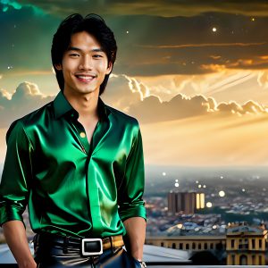 The Men of the Golden City is a collection of AI generated images of beautiful, glamorous, handsome guys in the heavens. The heavenly landscape evokes a sense of magnificence, the majestic gothic architecture, is detailed and crafted to create an atmosphere of reverence and divine glory. The mystical and galactic landscape highlights the golden city. The great detail of the city and the billowing clouds. A golden river flows from the city to the end of the galaxy. The vast galaxy almost covers the image. The stars and constellations sparkle in the galaxy. The city has massive, magnificent, majestic gothic architecture.