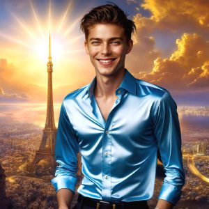 The Beautiful & Handsome Men of the Golden City, is a collection of AI generated images of sexy, glamorous, handsome guys in the heavens. On a balcony, overlooking a large golden city in the heavens. The heavenly landscape evokes a sense of magnificence, the majestic gothic architecture, is detailed and crafted to create an atmosphere of reverence and divine glory. The mystical and galactic landscape highlights the golden city. The great detail of the city and the billowing clouds. A golden river flows from the city to the end of the galaxy. A breathtaking scene of Salar de Uyuni at sunset, reflecting a vibrant gold hue. The stars and constellations sparkle in the galaxy. The city has massive, magnificent, majestic gothic architecture.