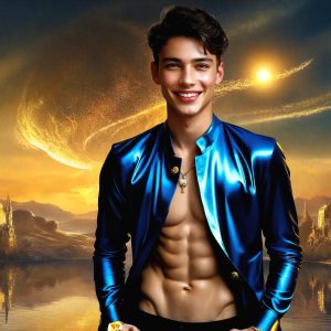 The Beautiful & Handsome Men of the Golden City, is a collection of AI generated images of sexy, glamorous, handsome guys in the heavens. On a balcony, overlooking a large golden city in the heavens. The heavenly landscape evokes a sense of magnificence, the majestic gothic architecture, is detailed and crafted to create an atmosphere of reverence and divine glory. The mystical and galactic landscape highlights the golden city. The great detail of the city and the billowing clouds. A golden river flows from the city to the end of the galaxy. A breathtaking scene of Salar de Uyuni at sunset, reflecting a vibrant gold hue. The stars and constellations sparkle in the galaxy. The city has massive, magnificent, majestic gothic architecture.