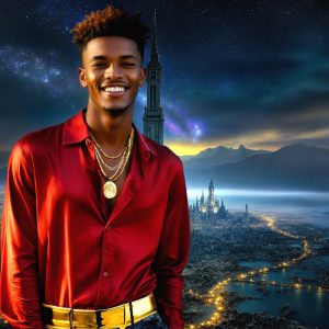 The Beautiful & Handsome Men of the Golden City, is a collection of AI generated images of sexy, glamorous, handsome guys in the heavens. On a balcony, overlooking a large golden city in the heavens. The heavenly landscape evokes a sense of magnificence, the majestic gothic architecture, is detailed and crafted to create an atmosphere of reverence and divine glory. The mystical and galactic landscape highlights the golden city. The great detail of the city and the billowing clouds. A golden river flows from the city to the end of the galaxy. A breathtaking scene of Salar de Uyuni at sunset, reflecting a vibrant gold hue. The stars and constellations sparkle in the galaxy. The city has massive, magnificent, majestic gothic architecture.