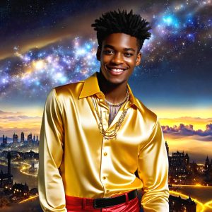 The Beautiful & Handsome Men of the Golden City, is a collection of AI generated images of sexy, glamorous, handsome guys in the heavens. On a balcony, overlooking a large golden city in the heavens. The heavenly landscape evokes a sense of magnificence, the majestic gothic architecture, is detailed and crafted to create an atmosphere of reverence and divine glory. The mystical and galactic landscape highlights the golden city. The great detail of the city and the billowing clouds. A golden river flows from the city to the end of the galaxy. A breathtaking scene of Salar de Uyuni at sunset, reflecting a vibrant gold hue. The stars and constellations sparkle in the galaxy. The city has massive, magnificent, majestic gothic architecture.