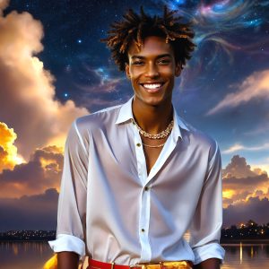 The Beautiful & Handsome Men of the Golden City, is a collection of AI generated images of sexy, glamorous, handsome guys in the heavens. On a balcony, overlooking a large golden city in the heavens. The heavenly landscape evokes a sense of magnificence, the majestic gothic architecture, is detailed and crafted to create an atmosphere of reverence and divine glory. The mystical and galactic landscape highlights the golden city. The great detail of the city and the billowing clouds. A golden river flows from the city to the end of the galaxy. A breathtaking scene of Salar de Uyuni at sunset, reflecting a vibrant gold hue. The stars and constellations sparkle in the galaxy. The city has massive, magnificent, majestic gothic architecture.