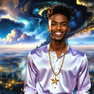 The Beautiful & Handsome Men of the Golden City, is a collection of AI generated images of sexy, glamorous, handsome guys in the heavens. On a balcony, overlooking a large golden city in the heavens. The heavenly landscape evokes a sense of magnificence, the majestic gothic architecture, is detailed and crafted to create an atmosphere of reverence and divine glory. The mystical and galactic landscape highlights the golden city. The great detail of the city and the billowing clouds. A golden river flows from the city to the end of the galaxy. A breathtaking scene of Salar de Uyuni at sunset, reflecting a vibrant gold hue. The stars and constellations sparkle in the galaxy. The city has massive, magnificent, majestic gothic architecture.