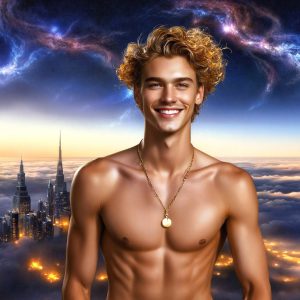 The Beautiful & Handsome Men of the Golden City, is a collection of AI generated images of sexy, glamorous, handsome guys in the heavens. On a balcony, overlooking a large golden city in the heavens. The heavenly landscape evokes a sense of magnificence, the majestic gothic architecture, is detailed and crafted to create an atmosphere of reverence and divine glory. The mystical and galactic landscape highlights the golden city. The great detail of the city and the billowing clouds. A golden river flows from the city to the end of the galaxy. A breathtaking scene of Salar de Uyuni at sunset, reflecting a vibrant gold hue. The stars and constellations sparkle in the galaxy. The city has massive, magnificent, majestic gothic architecture.