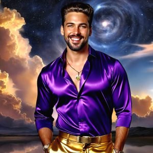 The Beautiful & Handsome Men of the Golden City, is a collection of AI generated images of sexy, glamorous, handsome guys in the heavens. On a balcony, overlooking a large golden city in the heavens. The heavenly landscape evokes a sense of magnificence, the majestic gothic architecture, is detailed and crafted to create an atmosphere of reverence and divine glory. The mystical and galactic landscape highlights the golden city. The great detail of the city and the billowing clouds. A golden river flows from the city to the end of the galaxy. A breathtaking scene of Salar de Uyuni at sunset, reflecting a vibrant gold hue. The stars and constellations sparkle in the galaxy. The city has massive, magnificent, majestic gothic architecture.