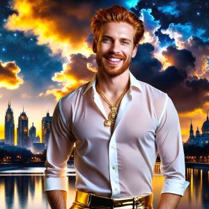 The Beautiful & Handsome Men of the Golden City, is a collection of AI generated images of sexy, glamorous, handsome guys in the heavens. On a balcony, overlooking a large golden city in the heavens. The heavenly landscape evokes a sense of magnificence, the majestic gothic architecture, is detailed and crafted to create an atmosphere of reverence and divine glory. The mystical and galactic landscape highlights the golden city. The great detail of the city and the billowing clouds. A golden river flows from the city to the end of the galaxy. A breathtaking scene of Salar de Uyuni at sunset, reflecting a vibrant gold hue. The stars and constellations sparkle in the galaxy. The city has massive, magnificent, majestic gothic architecture.