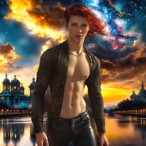 The Beautiful & Handsome Men of the Golden City, is a collection of AI generated images of sexy, glamorous, handsome guys in the heavens. On a balcony, overlooking a large golden city in the heavens. The heavenly landscape evokes a sense of magnificence, the majestic gothic architecture, is detailed and crafted to create an atmosphere of reverence and divine glory. The mystical and galactic landscape highlights the golden city. The great detail of the city and the billowing clouds. A golden river flows from the city to the end of the galaxy. A breathtaking scene of Salar de Uyuni at sunset, reflecting a vibrant gold hue. The stars and constellations sparkle in the galaxy. The city has massive, magnificent, majestic gothic architecture.