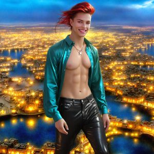 The Beautiful & Handsome Men of the Golden City, is a collection of AI generated images of sexy, glamorous, handsome guys in the heavens. On a balcony, overlooking a large golden city in the heavens. The heavenly landscape evokes a sense of magnificence, the majestic gothic architecture, is detailed and crafted to create an atmosphere of reverence and divine glory. The mystical and galactic landscape highlights the golden city. The great detail of the city and the billowing clouds. A golden river flows from the city to the end of the galaxy. A breathtaking scene of Salar de Uyuni at sunset, reflecting a vibrant gold hue. The stars and constellations sparkle in the galaxy. The city has massive, magnificent, majestic gothic architecture.