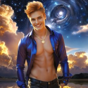 The Beautiful & Handsome Men of the Golden City, is a collection of AI generated images of sexy, glamorous, handsome guys in the heavens. On a balcony, overlooking a large golden city in the heavens. The heavenly landscape evokes a sense of magnificence, the majestic gothic architecture, is detailed and crafted to create an atmosphere of reverence and divine glory. The mystical and galactic landscape highlights the golden city. The great detail of the city and the billowing clouds. A golden river flows from the city to the end of the galaxy. A breathtaking scene of Salar de Uyuni at sunset, reflecting a vibrant gold hue. The stars and constellations sparkle in the galaxy. The city has massive, magnificent, majestic gothic architecture.