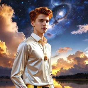 The Beautiful & Handsome Men of the Golden City, is a collection of AI generated images of sexy, glamorous, handsome guys in the heavens. On a balcony, overlooking a large golden city in the heavens. The heavenly landscape evokes a sense of magnificence, the majestic gothic architecture, is detailed and crafted to create an atmosphere of reverence and divine glory. The mystical and galactic landscape highlights the golden city. The great detail of the city and the billowing clouds. A golden river flows from the city to the end of the galaxy. A breathtaking scene of Salar de Uyuni at sunset, reflecting a vibrant gold hue. The stars and constellations sparkle in the galaxy. The city has massive, magnificent, majestic gothic architecture.