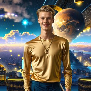 The Beautiful & Handsome Men of the Golden City, is a collection of AI generated images of sexy, glamorous, handsome guys in the heavens. On a balcony, overlooking a large golden city in the heavens. The heavenly landscape evokes a sense of magnificence, the majestic gothic architecture, is detailed and crafted to create an atmosphere of reverence and divine glory. The mystical and galactic landscape highlights the golden city. The great detail of the city and the billowing clouds. A golden river flows from the city to the end of the galaxy. A breathtaking scene of Salar de Uyuni at sunset, reflecting a vibrant gold hue. The stars and constellations sparkle in the galaxy. The city has massive, magnificent, majestic gothic architecture.
