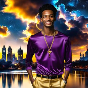 The Beautiful & Handsome Men of the Golden City, is a collection of AI generated images of sexy, glamorous, handsome guys in the heavens. On a balcony, overlooking a large golden city in the heavens. The heavenly landscape evokes a sense of magnificence, the majestic gothic architecture, is detailed and crafted to create an atmosphere of reverence and divine glory. The mystical and galactic landscape highlights the golden city. The great detail of the city and the billowing clouds. A golden river flows from the city to the end of the galaxy. A breathtaking scene of Salar de Uyuni at sunset, reflecting a vibrant gold hue. The stars and constellations sparkle in the galaxy. The city has massive, magnificent, majestic gothic architecture.