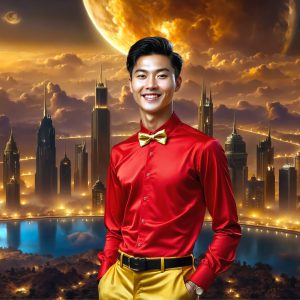 The Beautiful & Handsome Men of the Golden City, is a collection of AI generated images of sexy, glamorous, handsome guys in the heavens. On a balcony, overlooking a large golden city in the heavens. The heavenly landscape evokes a sense of magnificence, the majestic gothic architecture, is detailed and crafted to create an atmosphere of reverence and divine glory. The mystical and galactic landscape highlights the golden city. The great detail of the city and the billowing clouds. A golden river flows from the city to the end of the galaxy. A breathtaking scene of Salar de Uyuni at sunset, reflecting a vibrant gold hue. The stars and constellations sparkle in the galaxy. The city has massive, magnificent, majestic gothic architecture.