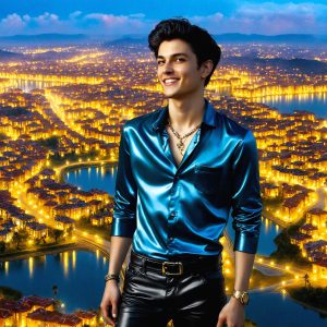 The Beautiful & Handsome Men of the Golden City, is a collection of AI generated images of sexy, glamorous, handsome guys in the heavens. On a balcony, overlooking a large golden city in the heavens. The heavenly landscape evokes a sense of magnificence, the majestic gothic architecture, is detailed and crafted to create an atmosphere of reverence and divine glory. The mystical and galactic landscape highlights the golden city. The great detail of the city and the billowing clouds. A golden river flows from the city to the end of the galaxy. A breathtaking scene of Salar de Uyuni at sunset, reflecting a vibrant gold hue. The stars and constellations sparkle in the galaxy. The city has massive, magnificent, majestic gothic architecture.