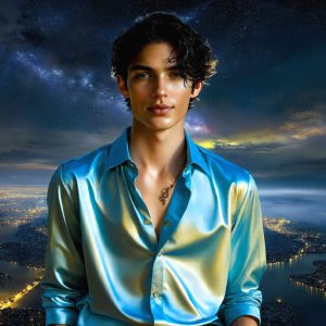 The Beautiful & Handsome Men of the Golden City, is a collection of AI generated images of sexy, glamorous, handsome guys in the heavens. On a balcony, overlooking a large golden city in the heavens. The heavenly landscape evokes a sense of magnificence, the majestic gothic architecture, is detailed and crafted to create an atmosphere of reverence and divine glory. The mystical and galactic landscape highlights the golden city. The great detail of the city and the billowing clouds. A golden river flows from the city to the end of the galaxy. A breathtaking scene of Salar de Uyuni at sunset, reflecting a vibrant gold hue. The stars and constellations sparkle in the galaxy. The city has massive, magnificent, majestic gothic architecture.