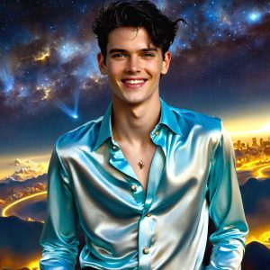The Beautiful & Handsome Men of the Golden City, is a collection of AI generated images of sexy, glamorous, handsome guys in the heavens. On a balcony, overlooking a large golden city in the heavens. The heavenly landscape evokes a sense of magnificence, the majestic gothic architecture, is detailed and crafted to create an atmosphere of reverence and divine glory. The mystical and galactic landscape highlights the golden city. The great detail of the city and the billowing clouds. A golden river flows from the city to the end of the galaxy. A breathtaking scene of Salar de Uyuni at sunset, reflecting a vibrant gold hue. The stars and constellations sparkle in the galaxy. The city has massive, magnificent, majestic gothic architecture.