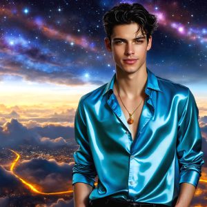 The Beautiful & Handsome Men of the Golden City, is a collection of AI generated images of sexy, glamorous, handsome guys in the heavens. On a balcony, overlooking a large golden city in the heavens. The heavenly landscape evokes a sense of magnificence, the majestic gothic architecture, is detailed and crafted to create an atmosphere of reverence and divine glory. The mystical and galactic landscape highlights the golden city. The great detail of the city and the billowing clouds. A golden river flows from the city to the end of the galaxy. A breathtaking scene of Salar de Uyuni at sunset, reflecting a vibrant gold hue. The stars and constellations sparkle in the galaxy. The city has massive, magnificent, majestic gothic architecture.