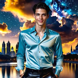 The Beautiful & Handsome Men of the Golden City, is a collection of AI generated images of sexy, glamorous, handsome guys in the heavens. On a balcony, overlooking a large golden city in the heavens. The heavenly landscape evokes a sense of magnificence, the majestic gothic architecture, is detailed and crafted to create an atmosphere of reverence and divine glory. The mystical and galactic landscape highlights the golden city. The great detail of the city and the billowing clouds. A golden river flows from the city to the end of the galaxy. A breathtaking scene of Salar de Uyuni at sunset, reflecting a vibrant gold hue. The stars and constellations sparkle in the galaxy. The city has massive, magnificent, majestic gothic architecture.