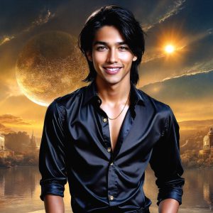 The Beautiful & Handsome Men of the Golden City, is a collection of AI generated images of sexy, glamorous, handsome guys in the heavens. On a balcony, overlooking a large golden city in the heavens. The heavenly landscape evokes a sense of magnificence, the majestic gothic architecture, is detailed and crafted to create an atmosphere of reverence and divine glory. The mystical and galactic landscape highlights the golden city. The great detail of the city and the billowing clouds. A golden river flows from the city to the end of the galaxy. A breathtaking scene of Salar de Uyuni at sunset, reflecting a vibrant gold hue. The stars and constellations sparkle in the galaxy. The city has massive, magnificent, majestic gothic architecture.