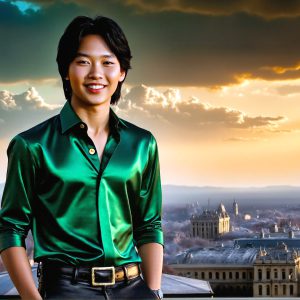 The Beautiful & Handsome Men of the Golden City, is a collection of AI generated images of sexy, glamorous, handsome guys in the heavens. On a balcony, overlooking a large golden city in the heavens. The heavenly landscape evokes a sense of magnificence, the majestic gothic architecture, is detailed and crafted to create an atmosphere of reverence and divine glory. The mystical and galactic landscape highlights the golden city. The great detail of the city and the billowing clouds. A golden river flows from the city to the end of the galaxy. A breathtaking scene of Salar de Uyuni at sunset, reflecting a vibrant gold hue. The stars and constellations sparkle in the galaxy. The city has massive, magnificent, majestic gothic architecture.