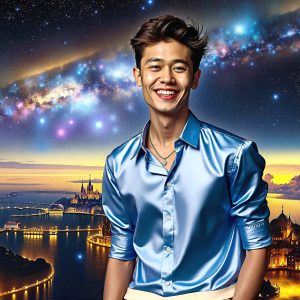 The Beautiful & Handsome Men of the Golden City, is a collection of AI generated images of sexy, glamorous, handsome guys in the heavens. On a balcony, overlooking a large golden city in the heavens. The heavenly landscape evokes a sense of magnificence, the majestic gothic architecture, is detailed and crafted to create an atmosphere of reverence and divine glory. The mystical and galactic landscape highlights the golden city. The great detail of the city and the billowing clouds. A golden river flows from the city to the end of the galaxy. A breathtaking scene of Salar de Uyuni at sunset, reflecting a vibrant gold hue. The stars and constellations sparkle in the galaxy. The city has massive, magnificent, majestic gothic architecture.