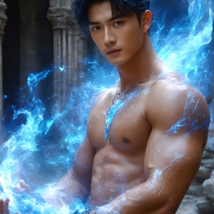 AI-generated abstract art featuring beautiful, handsome, sexy, shirtless, men, boys, lads. Fantasy, elemental mages typically have the ability to manipulate the basic elements, such as fire, water, earth, and air. This can extend to controlling sub-elements like ice, lightning, and sometimes even metal or wood.