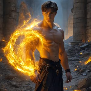 AI-generated abstract art featuring beautiful, handsome, sexy, shirtless, men, boys, lads. Fantasy, elemental mages typically have the ability to manipulate the basic elements, such as fire, water, earth, and air. This can extend to controlling sub-elements like ice, lightning, and sometimes even metal or wood.