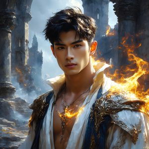 AI-generated abstract art featuring beautiful, handsome, sexy, shirtless, men, boys, lads. Fantasy, elemental mages typically have the ability to manipulate the basic elements, such as fire, water, earth, and air. This can extend to controlling sub-elements like ice, lightning, and sometimes even metal or wood.