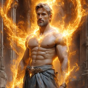 AI-generated abstract art featuring beautiful, handsome, sexy, shirtless, men, boys, lads. Fantasy, elemental mages typically have the ability to manipulate the basic elements, such as fire, water, earth, and air. This can extend to controlling sub-elements like ice, lightning, and sometimes even metal or wood.