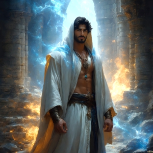 AI-generated abstract art featuring beautiful, handsome, sexy, shirtless, men, boys, lads. Fantasy, elemental mages typically have the ability to manipulate the basic elements, such as fire, water, earth, and air. This can extend to controlling sub-elements like ice, lightning, and sometimes even metal or wood.