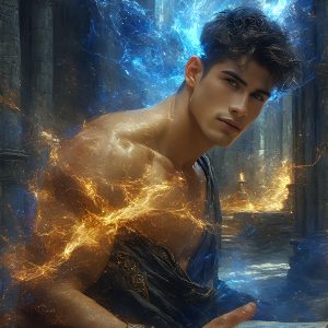 AI-generated abstract art featuring beautiful, handsome, sexy, shirtless, men, boys, lads. Fantasy, elemental mages typically have the ability to manipulate the basic elements, such as fire, water, earth, and air. This can extend to controlling sub-elements like ice, lightning, and sometimes even metal or wood.