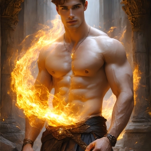 AI-generated abstract art featuring beautiful, handsome, sexy, shirtless, men, boys, lads. Fantasy, elemental mages typically have the ability to manipulate the basic elements, such as fire, water, earth, and air. This can extend to controlling sub-elements like ice, lightning, and sometimes even metal or wood.