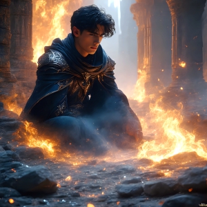 AI-generated abstract art featuring beautiful, handsome, sexy, shirtless, men, boys, lads. Fantasy, elemental mages typically have the ability to manipulate the basic elements, such as fire, water, earth, and air. This can extend to controlling sub-elements like ice, lightning, and sometimes even metal or wood.