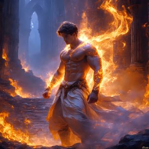 AI-generated abstract art featuring beautiful, handsome, sexy, shirtless, men, boys, lads. Fantasy, elemental mages typically have the ability to manipulate the basic elements, such as fire, water, earth, and air. This can extend to controlling sub-elements like ice, lightning, and sometimes even metal or wood.