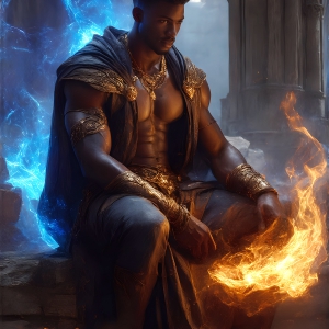 AI-generated abstract art featuring beautiful, handsome, sexy, shirtless, men, boys, lads. Fantasy, elemental mages typically have the ability to manipulate the basic elements, such as fire, water, earth, and air. This can extend to controlling sub-elements like ice, lightning, and sometimes even metal or wood.